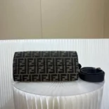 Fendi Unisex By The Way Soft Medium Brown FF Jacquard Fabric Bag