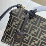 Fendi Unisex By The Way Soft Medium Brown FF Jacquard Fabric Bag