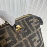 Fendi Unisex By The Way Soft Medium Brown FF Jacquard Fabric Bag