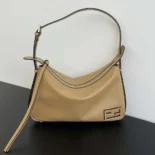 Fendi Unisex Simply Fendi Medium Beige Leather Bag