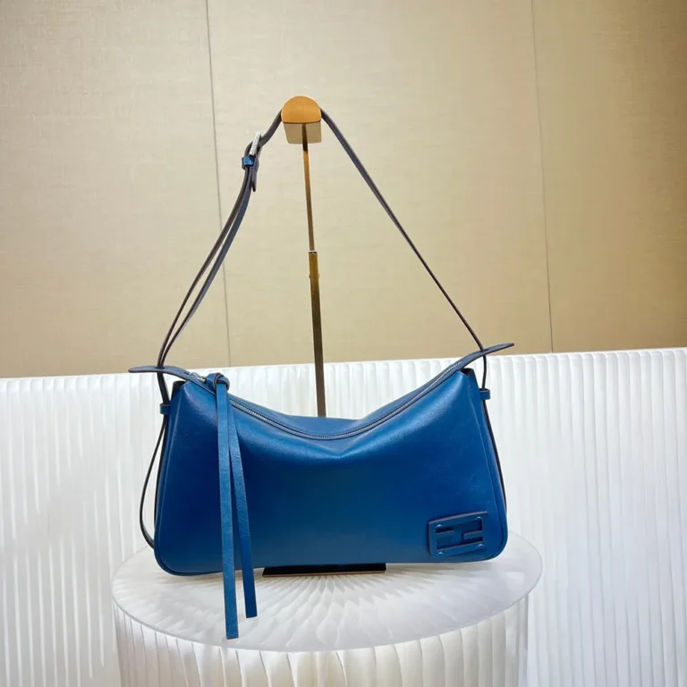 Fendi Unisex Simply Fendi Medium Blue Leather Bag