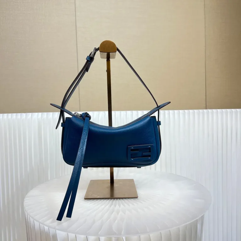 Fendi Unisex Simply Fendi Mini Blue Leather Mini-bag