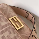 Fendi Women Baguette Light Pink Denim Bag with FF Embroidery