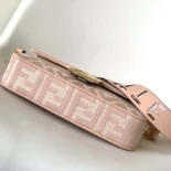Fendi Women Baguette Light Pink Denim Bag with FF Embroidery
