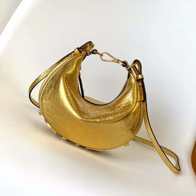 Fendi Women Fendigraphy Mini Gold Leather Mini-bag