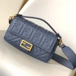 Fendi Women Medium Baguette Blue Leather Bag