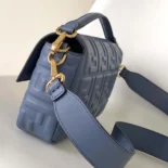 Fendi Women Medium Baguette Blue Leather Bag