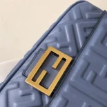 Fendi Women Medium Baguette Blue Leather Bag