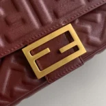 Fendi Women Medium Baguette Maroon Leather Bag