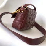Fendi Women Medium Baguette Maroon Leather Bag
