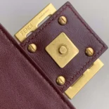 Fendi Women Medium Baguette Maroon Leather Bag