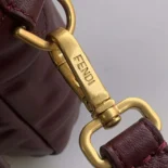 Fendi Women Medium Baguette Maroon Leather Bag