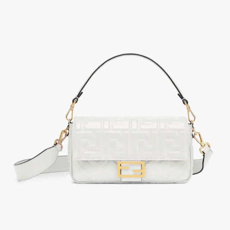 Fendi Women Medium Baguette White Leather Bag