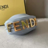 Fendi Women Nano Fendigraphy Blue Leather Charm