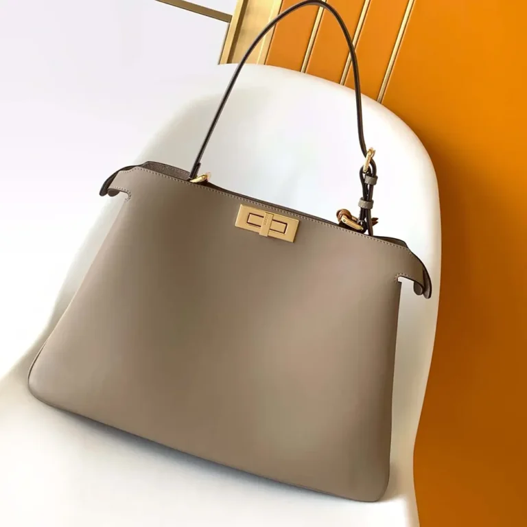 Fendi Women Peekaboo Soft Large Dove gray Leather Bag