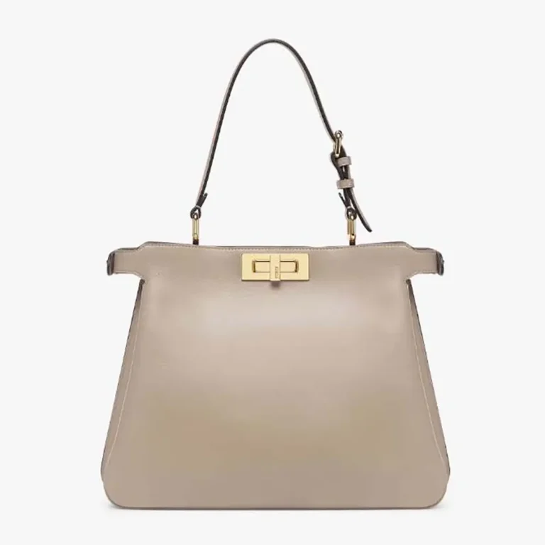 Fendi Women Peekaboo Soft Medium Dove Gray Leather Bag