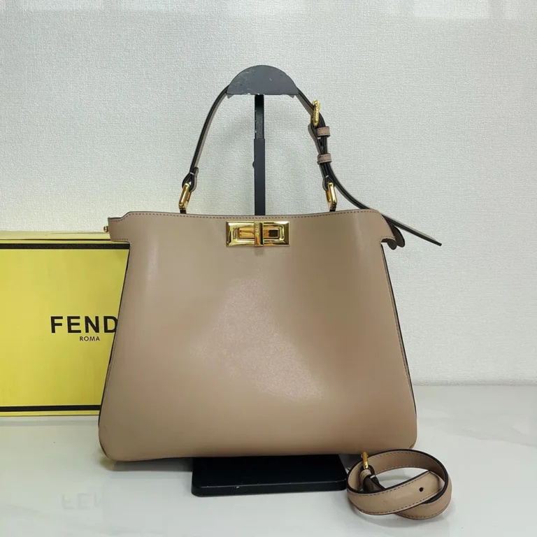 Fendi Women Peekaboo Soft Medium Dove Gray Leather Bag