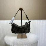 Fendi Women Simply Fendi Mini Brown FF Jacquard Fabric Mini Bag