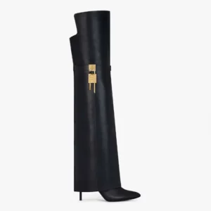 Givenchy Women Shark Lock Stiletto Over-the-knee Boots in Leather-Black