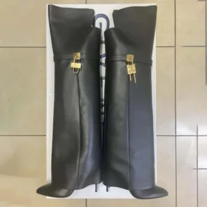 Givenchy Women Shark Lock Stiletto Over-the-knee Boots in Leather-Black