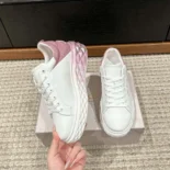 Jimmy Choo Women Diamond Maxi/F II White & Rose Nappa Leather Glitter Trainers