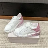 Jimmy Choo Women Diamond Maxi/F II White & Rose Nappa Leather Glitter Trainers