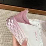 Jimmy Choo Women Diamond Maxi/F II White & Rose Nappa Leather Glitter Trainers