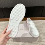 Jimmy Choo Women Diamond Maxi/F II White & Rose Nappa Leather Glitter Trainers