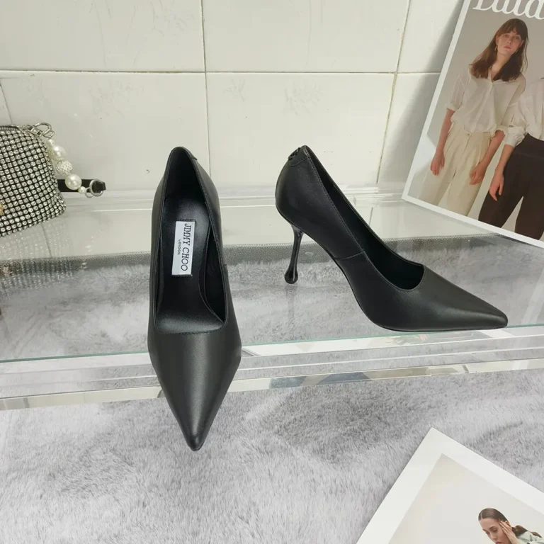 Jimmy Choo Women Ixia 80 Black Nappa Leather Pumps