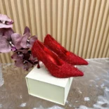 Jimmy Choo Women Ixia 95 Ruby Red Tinsel Pumps