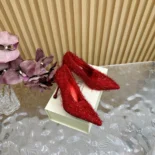 Jimmy Choo Women Ixia 95 Ruby Red Tinsel Pumps
