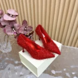 Jimmy Choo Women Ixia 95 Ruby Red Tinsel Pumps