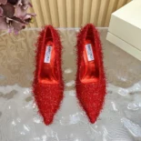 Jimmy Choo Women Ixia 95 Ruby Red Tinsel Pumps
