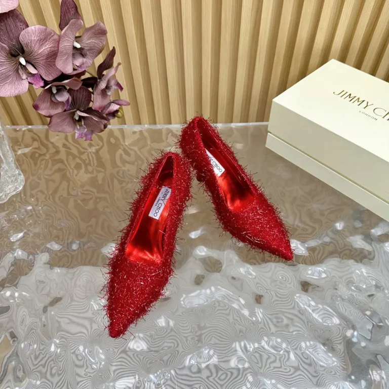 Jimmy Choo Women Ixia 95 Ruby Red Tinsel Pumps