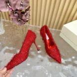 Jimmy Choo Women Ixia 95 Ruby Red Tinsel Pumps
