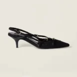 Miu Miu Women Fabric Slingbacks with Straps-Black 5I013E
