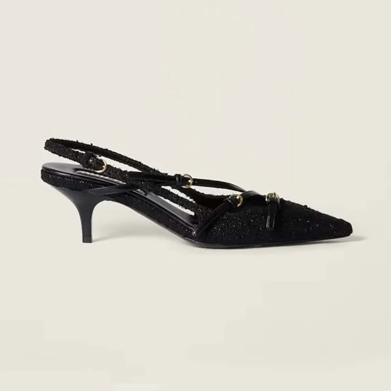 Miu Miu Women Fabric Slingbacks with Straps-Black 5I013E