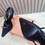 Miu Miu Women Fabric Slingbacks with Straps-Black 5I013E