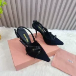 Miu Miu Women Fabric Slingbacks with Straps-Black 5I013E