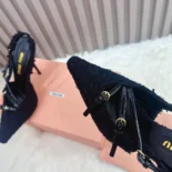 Miu Miu Women Fabric Slingbacks with Straps-Black 5I013E
