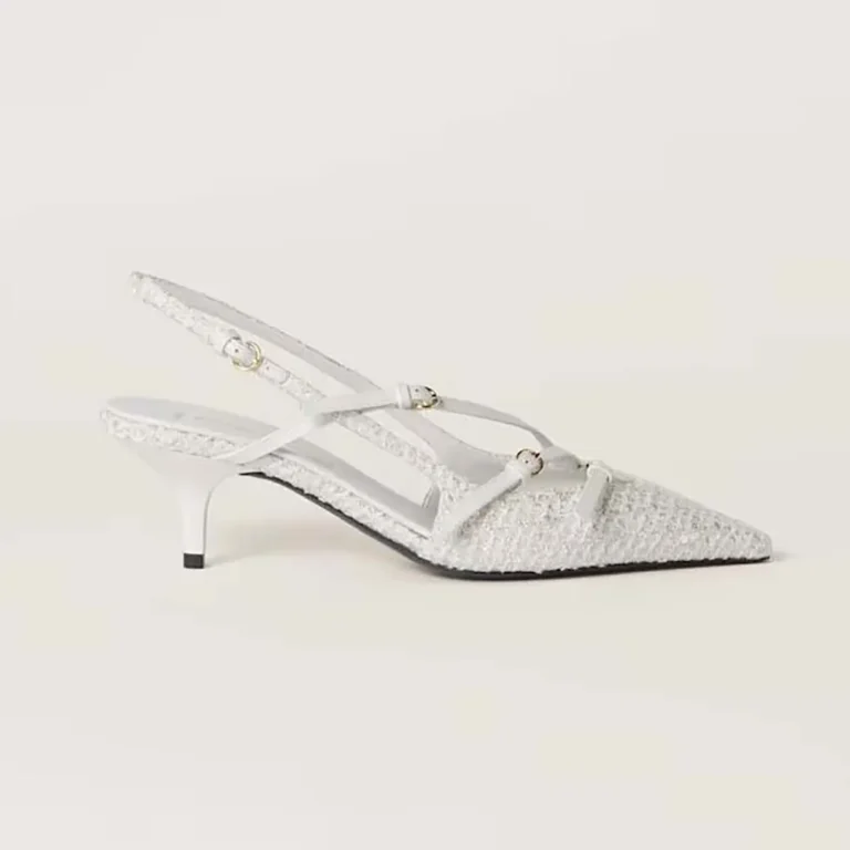 Miu Miu Women Fabric slingbacks with straps-White 5I013E