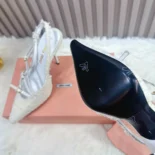 Miu Miu Women Fabric slingbacks with straps-White 5I013E