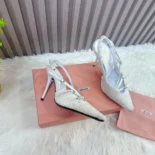 Miu Miu Women Fabric slingbacks with straps-White 5I013E
