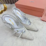 Miu Miu Women Fabric slingbacks with straps-White 5I013E