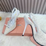 Miu Miu Women Fabric slingbacks with straps-White 5I013E