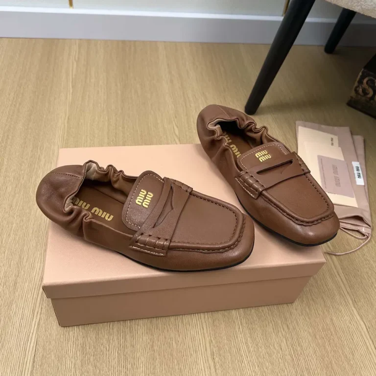 Miu Miu Women Nappa Leather Loafers-Chocalate 5D341E