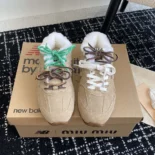 Miu Miu Women New Balance X Miu Miu 530 SL Bleached Leather Sneakers