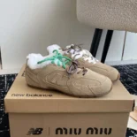 Miu Miu Women New Balance X Miu Miu 530 SL Bleached Leather Sneakers