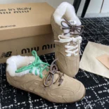 Miu Miu Women New Balance X Miu Miu 530 SL Bleached Leather Sneakers