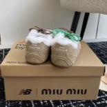 Miu Miu Women New Balance X Miu Miu 530 SL Bleached Leather Sneakers